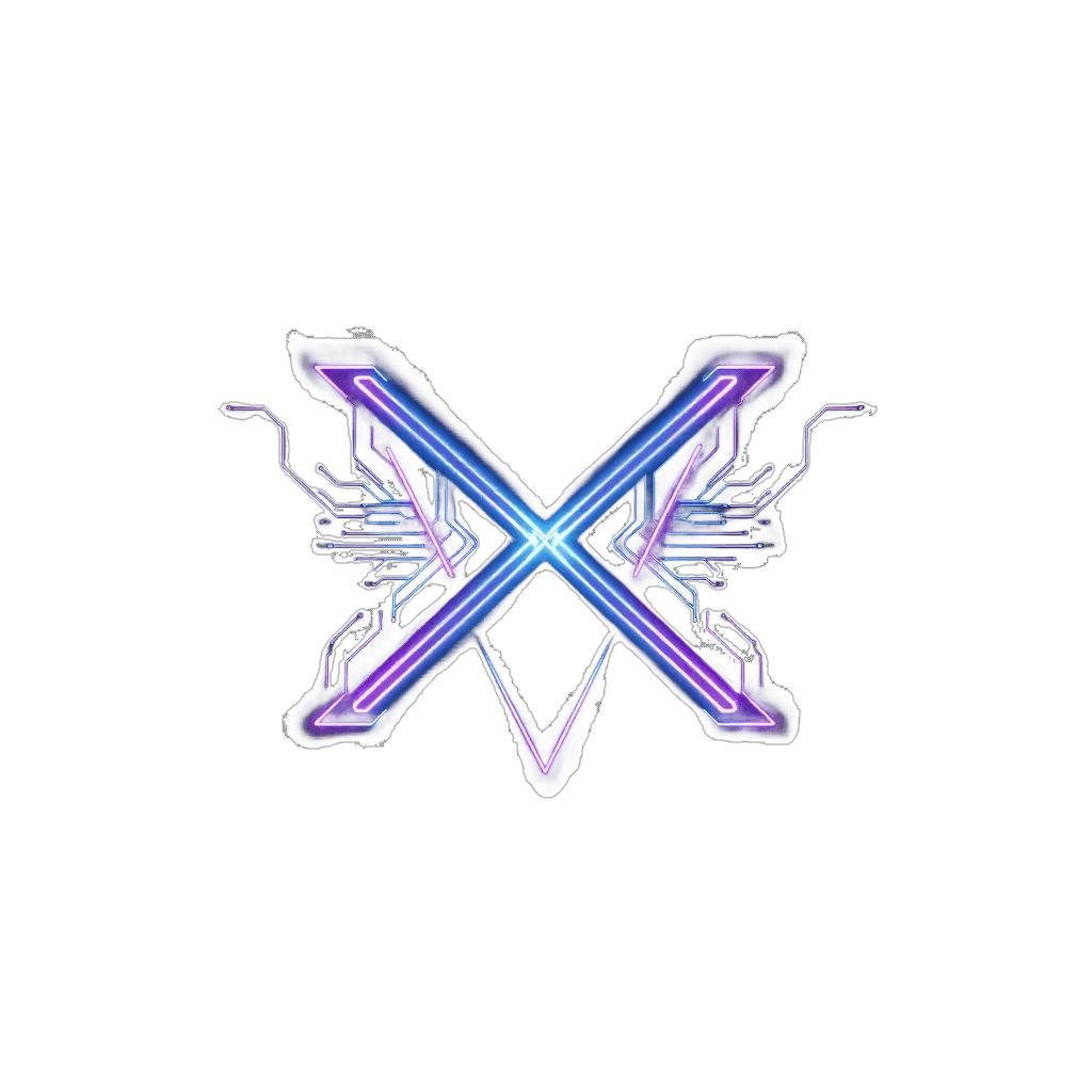 Logo PortalX - Portal digital futurístico com linhas de energia neon